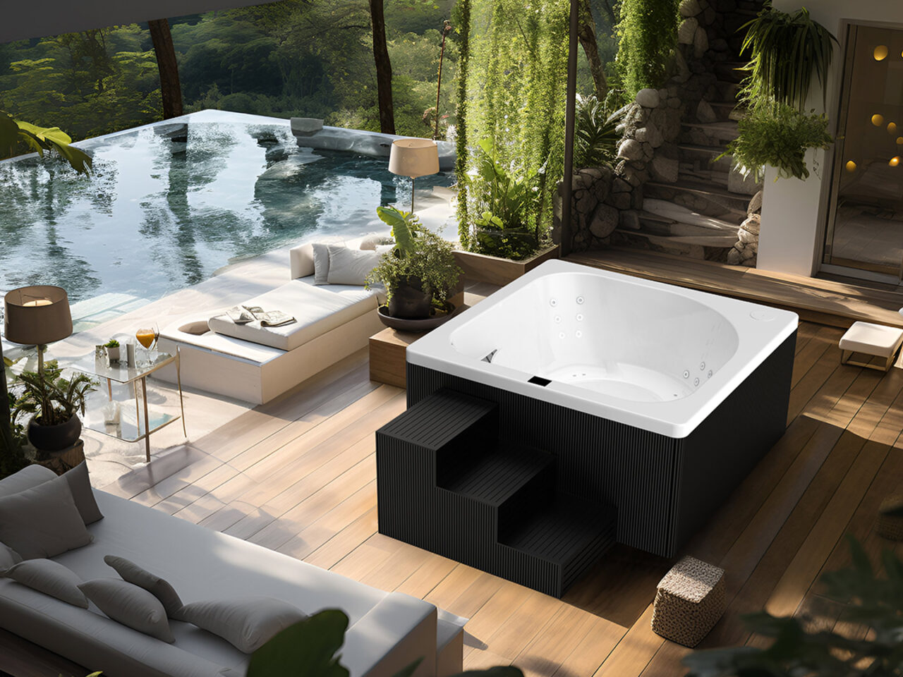 Gold Spa weiß innen und außen schwarz