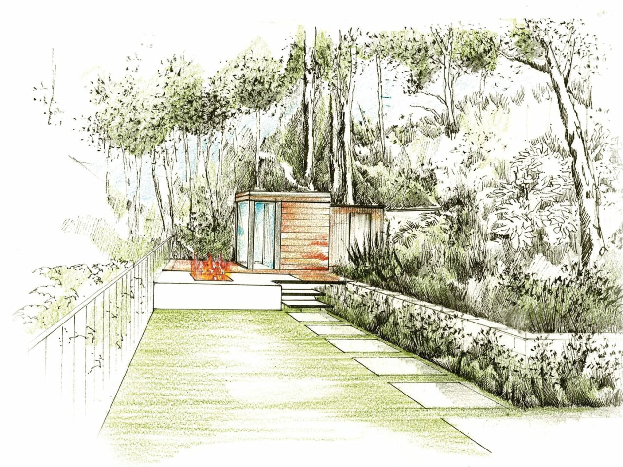 Gartenplanung mit Sauna